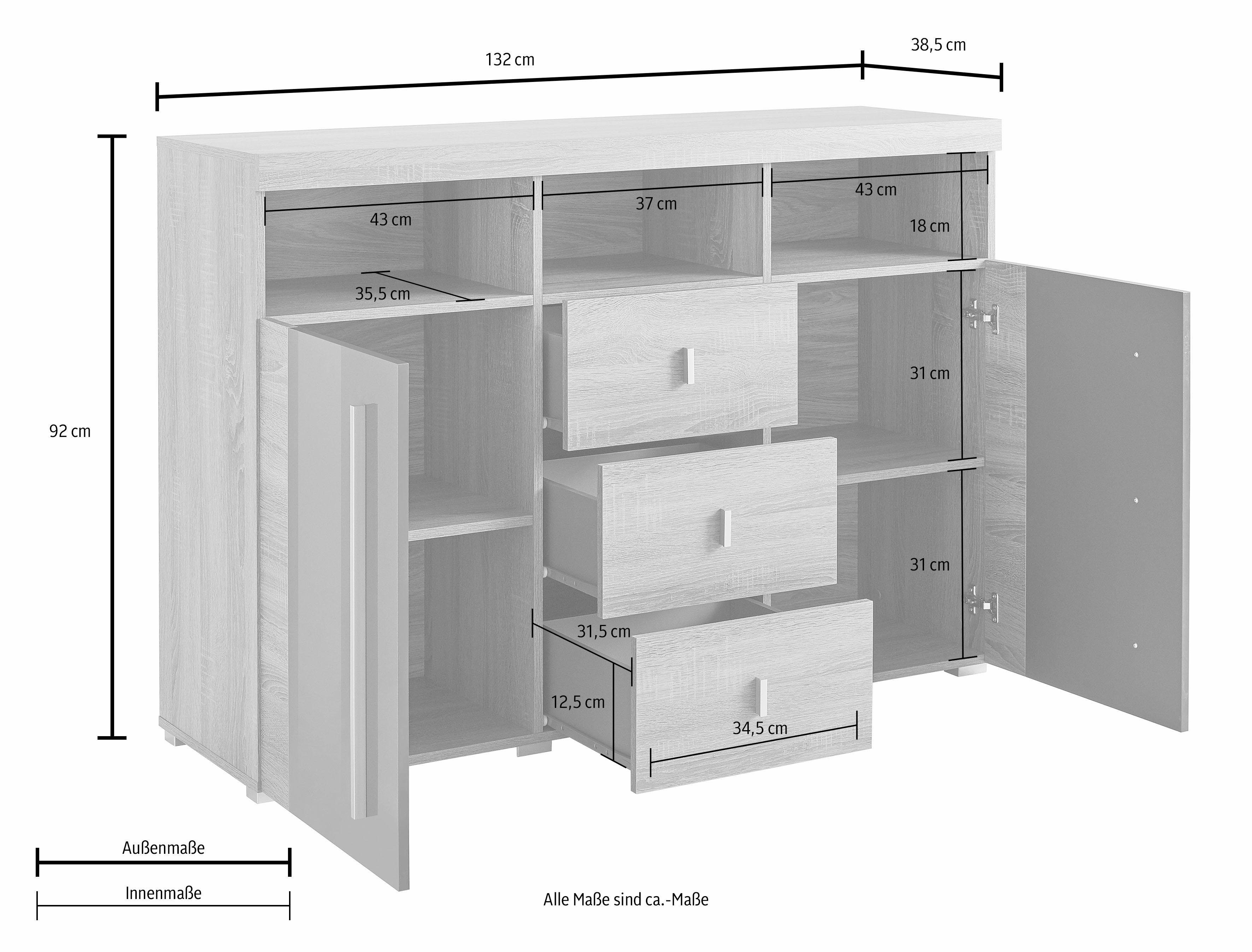 Helvetia Sideboard Roger, Breite 132 cm