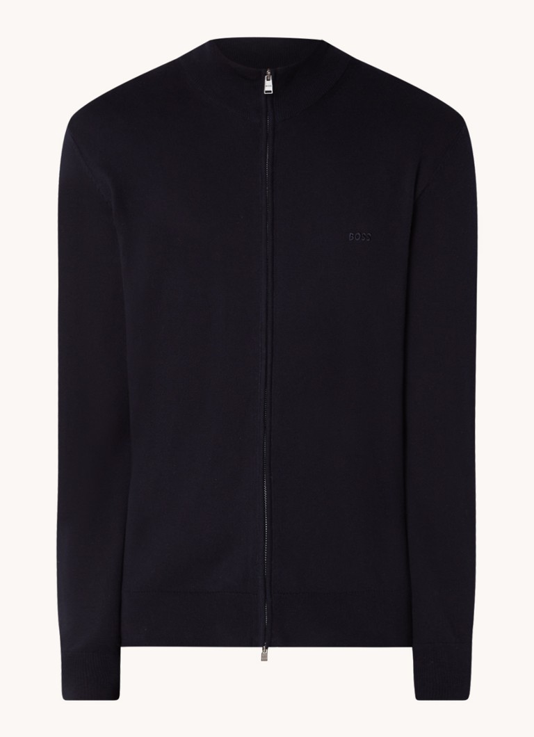Cardigan Palano tricotat fin cu logo HUGO BOSS brodat