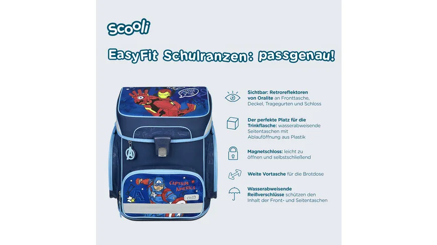 Scooli Avengers EasyFit Schulranzen-Set 5teilig