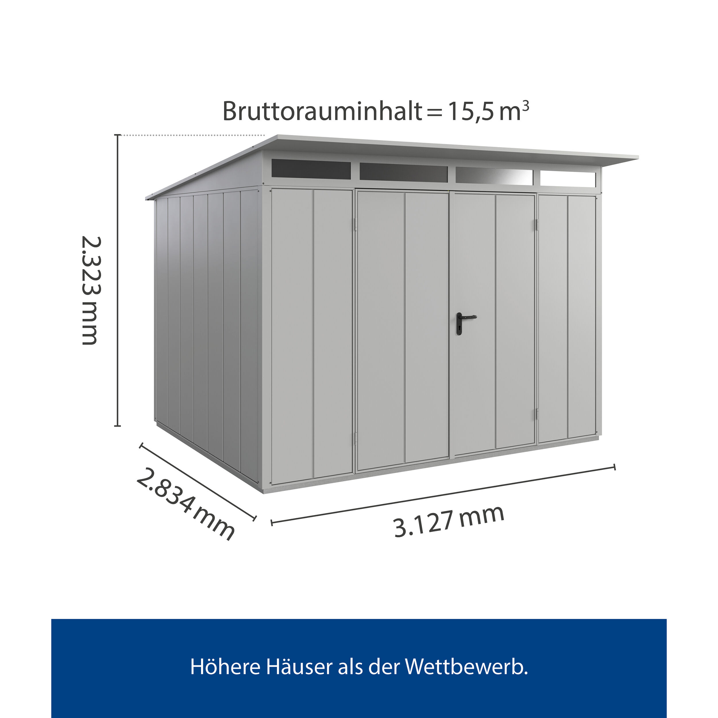 Set Berry Modern-P,Typ 3 Gerätehaus - Weißaluminium