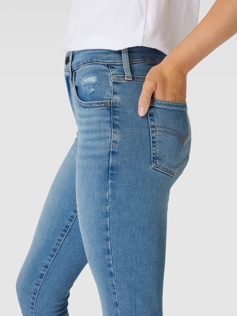 Super Skinny High Waist Jeans im Used-Look in blau