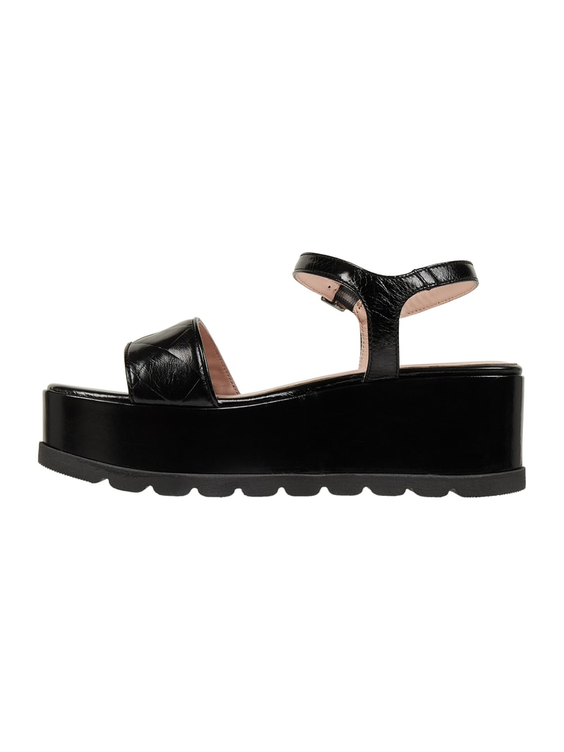 Sandale aus Leder mit Plateau-Sohle in schwarz