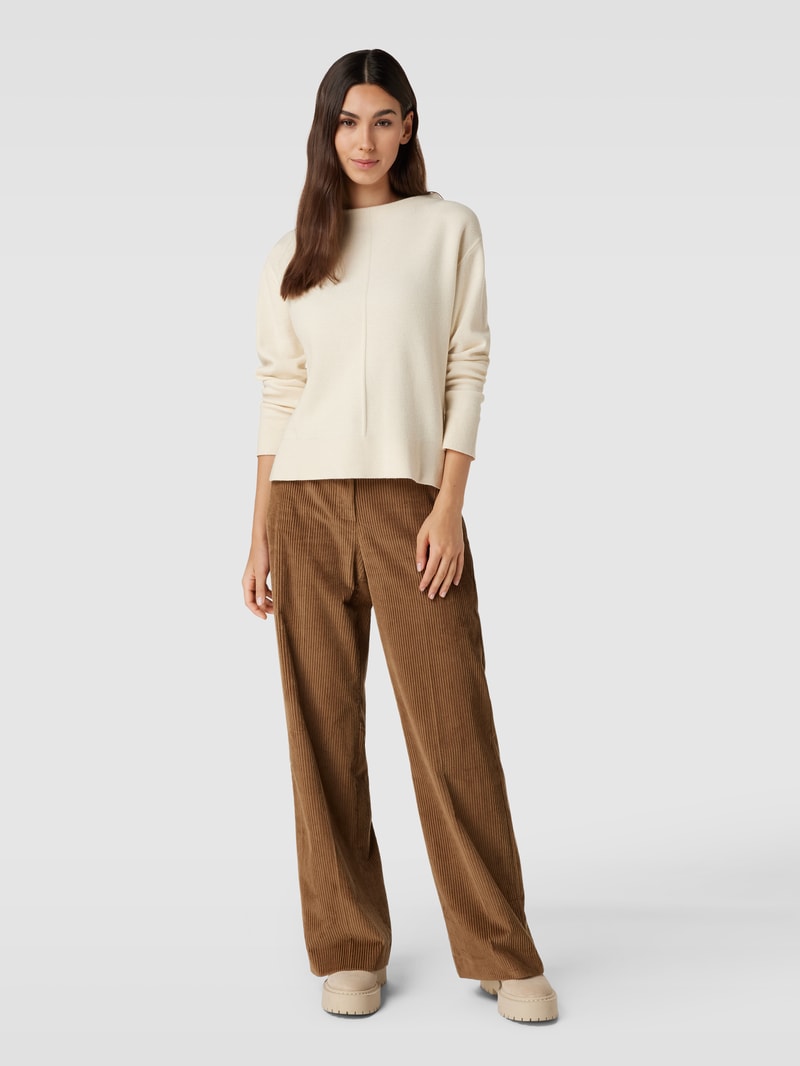 Strickpullover mit Ziernähten in beige