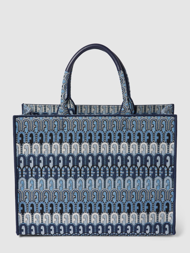 Tote Bag mit Allover-Muster in blau