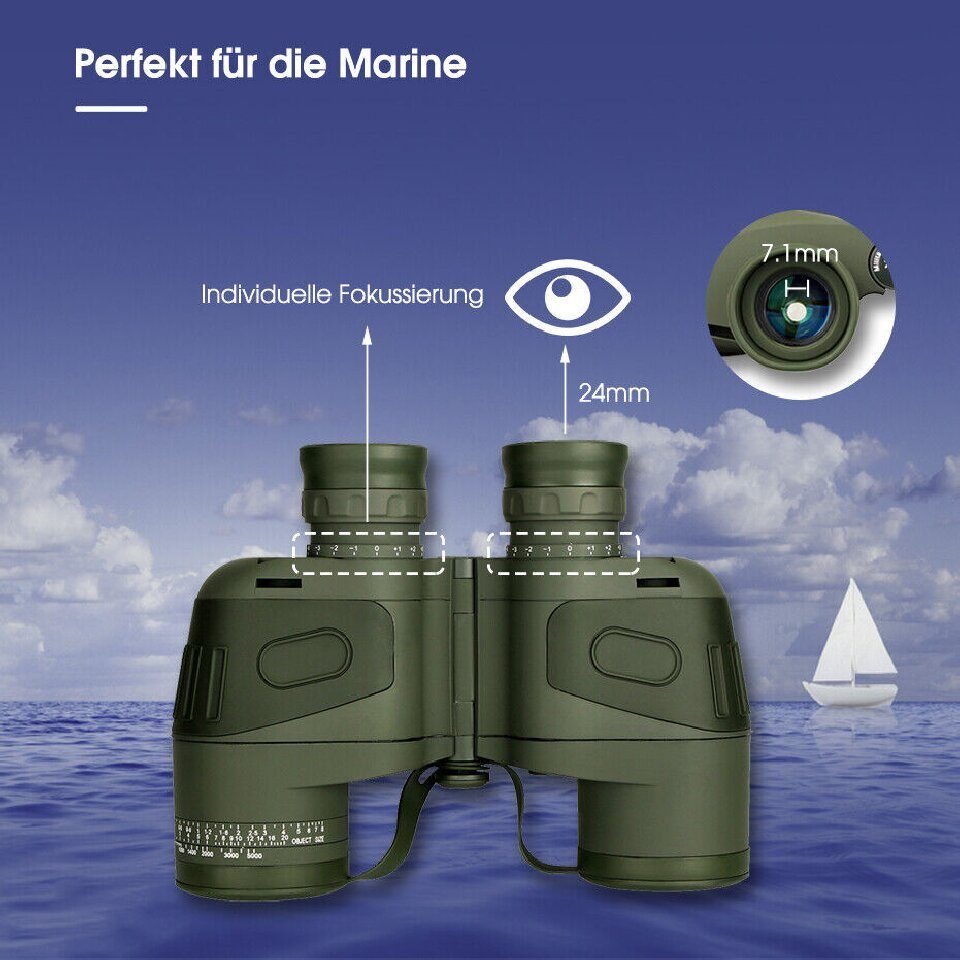SVBONY SV27 Militär Fernglas Wasserdichtes HD FMC BAK4 for Abenteuer Rettung Fernglas (mit Entfernungsmesser& Kompass, IPX7 wasserdicht, aus Gummi)