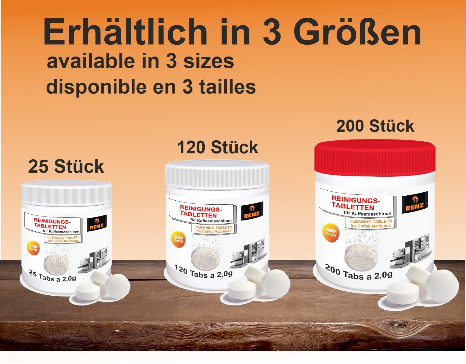 RENZ Reinigertabs a`2g Reinigungstabletten (passend für Kaffeevollautomaten und Siebträgermaschinen, [25-St. wie Siemens Bosch DeLonghi Melitta Beem Krups Philips Gastroback Sage in Dose)