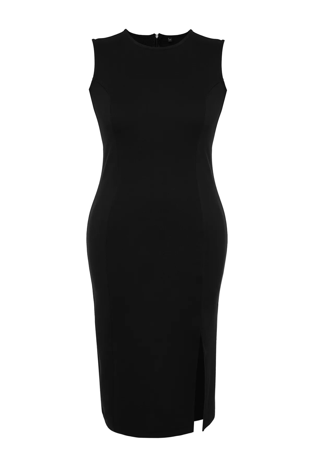 Trendyol Curve  Schwarzes Midi-Strickkleid mit Schlitzdetail TBBSS24AH00003