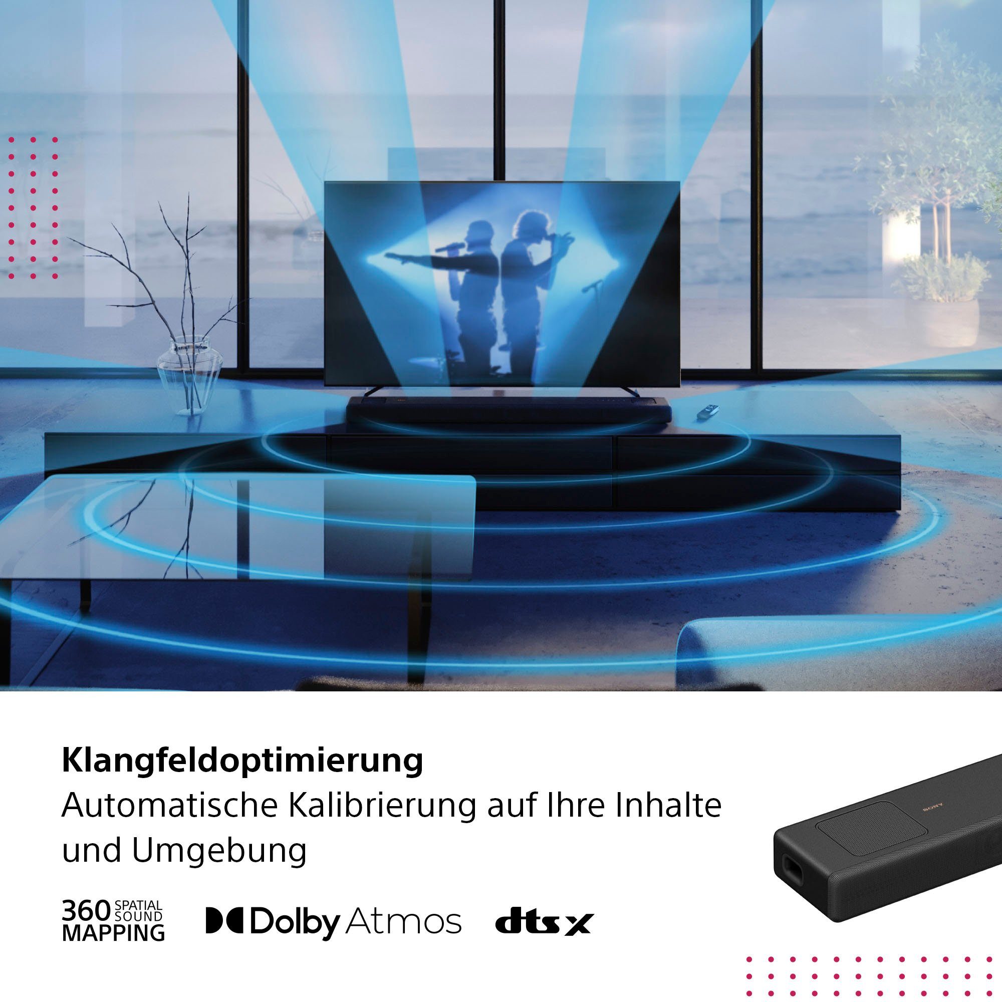 Sony HT-A5000 5.1.2-Kanal Surround Sound Premium 5.1.2 Soundbar (Bluetooth, WLAN, 500 W, mit integriertem Subwoofer, Vertical-Sound-Engine-Technologie)