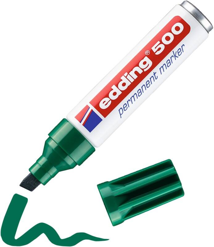 edding 500 Permanentmarker Breit Keilspitze 2 - 7 mm Grün Nachfüllbar Wasserbeständig