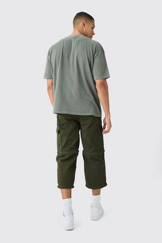 Zerrissenes Oversize T-Shirt mit Man-Stickerei