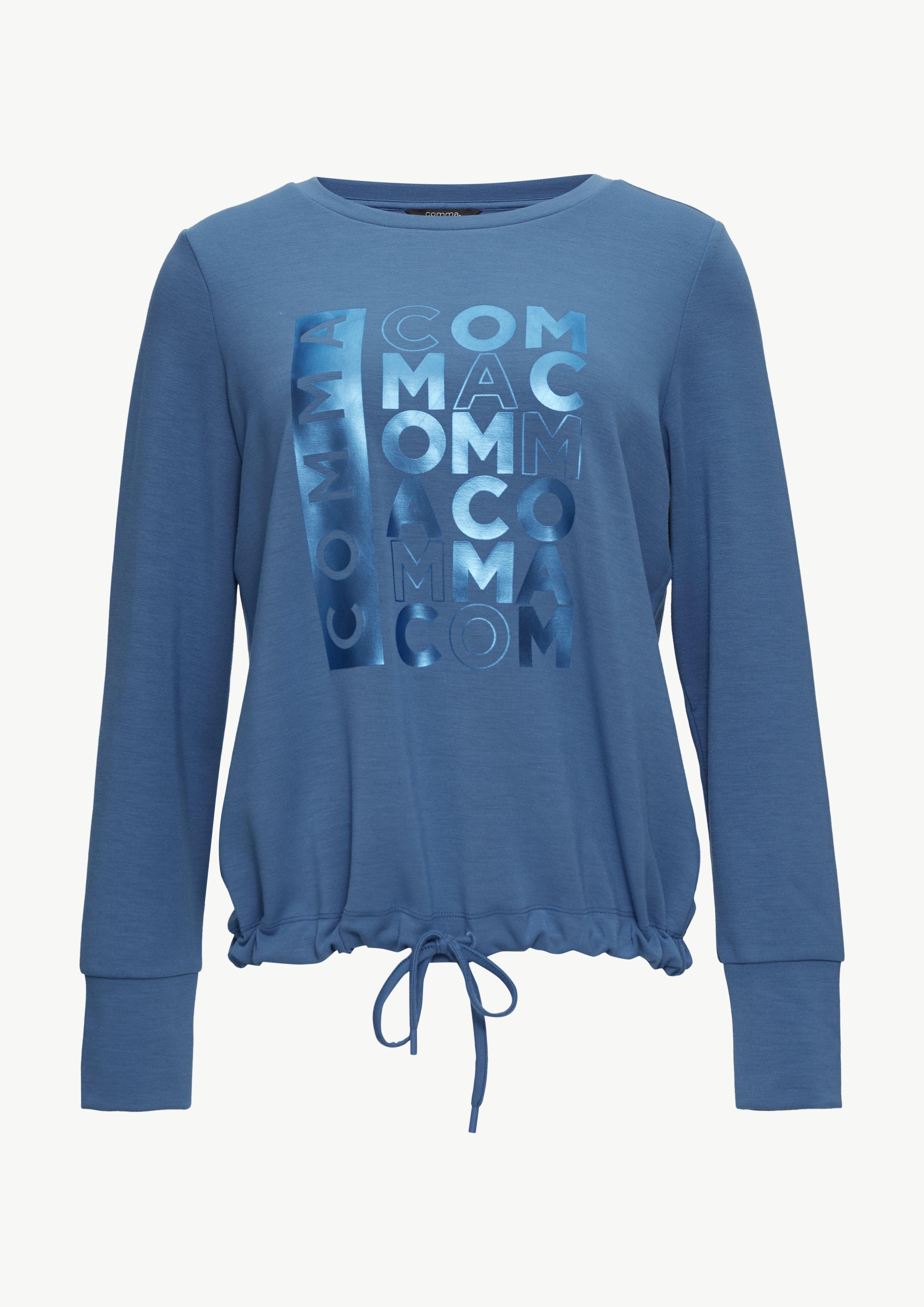 Sweatshirt mit Tunnelzug im Saum - blau