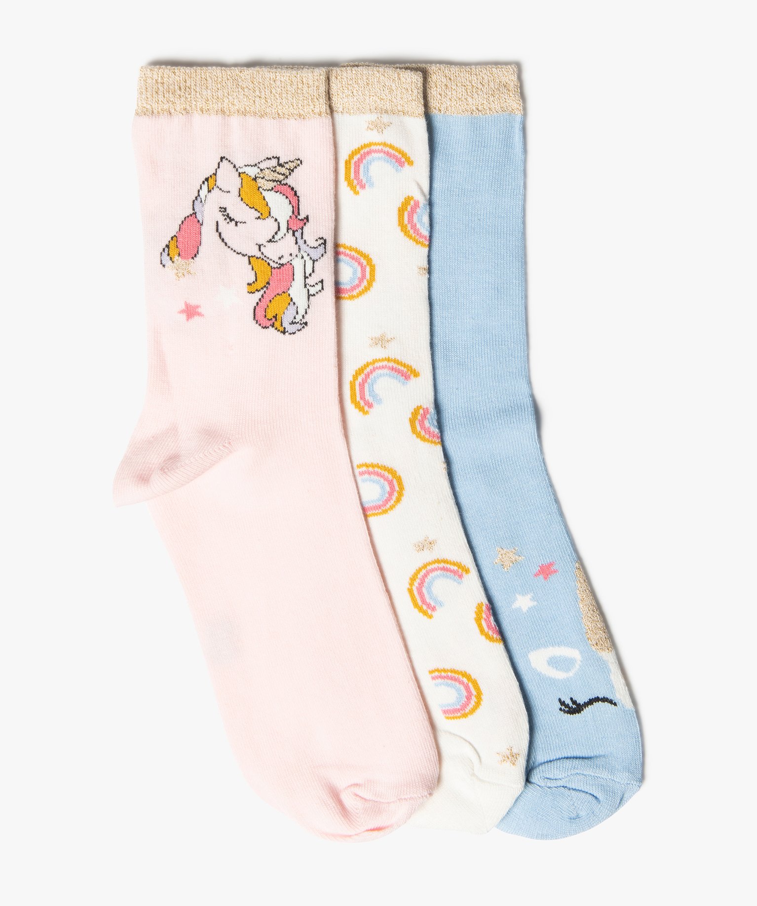 Chaussettes fille à tige haute et licorne pailletée (lot d... bleu | GEMO