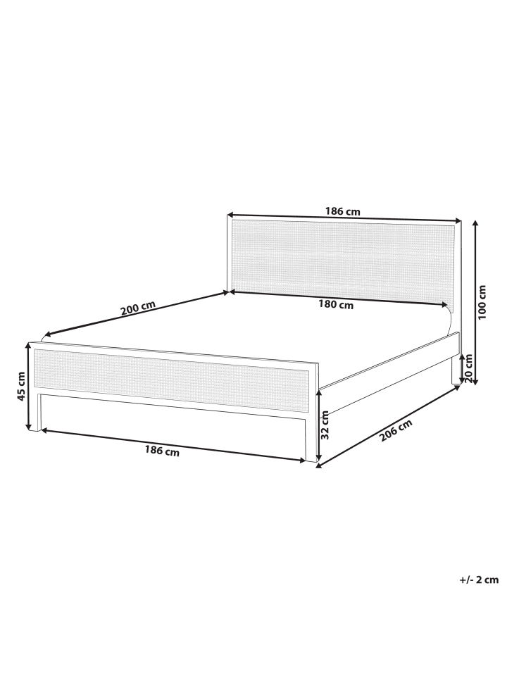 Beliani Doppelbett SALERNAS in Braun - (W) 186 x (H) 100 x (L) 206 cm günstig kaufen onesize