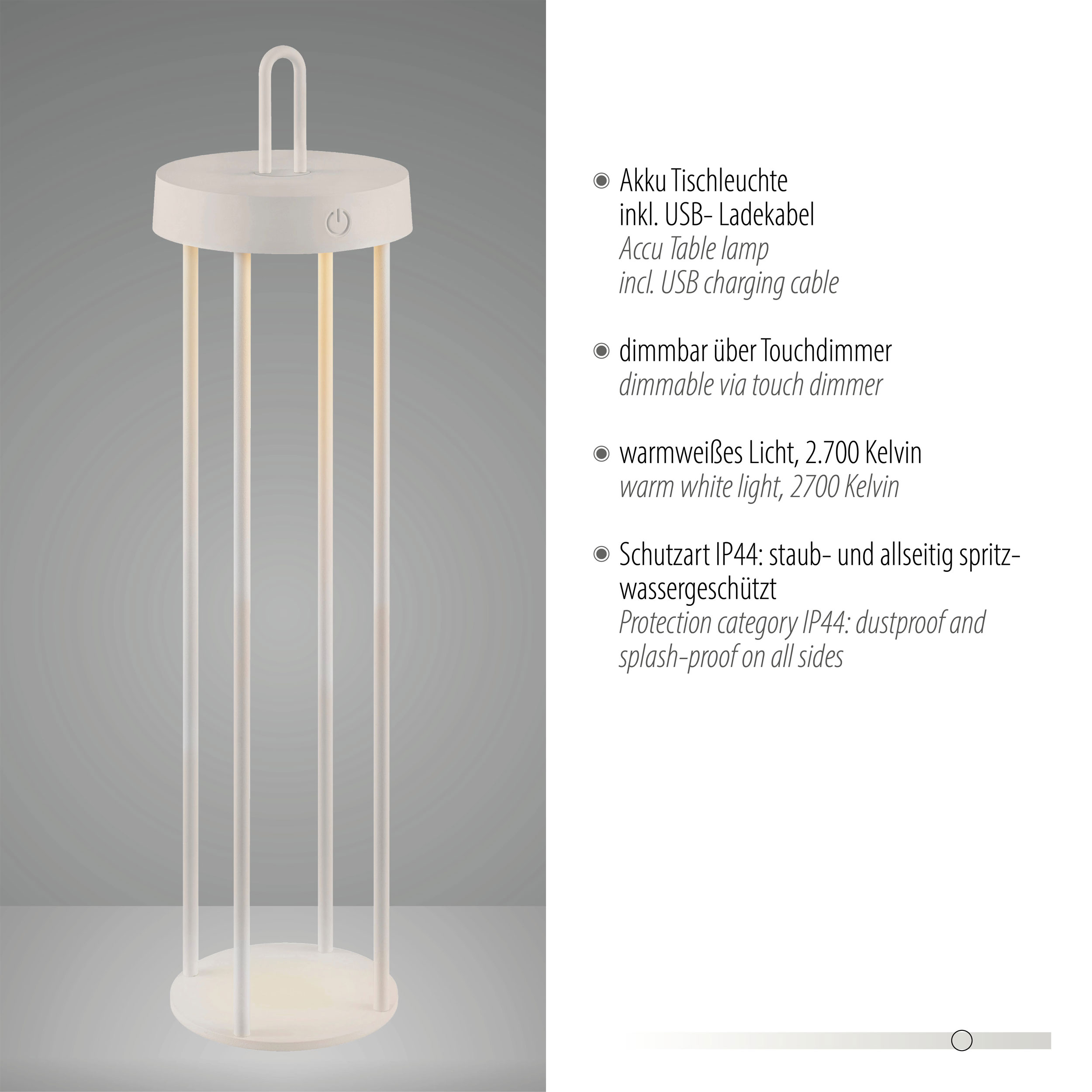 JUST LIGHT.LED-Akku-Tischleuchte 1flg