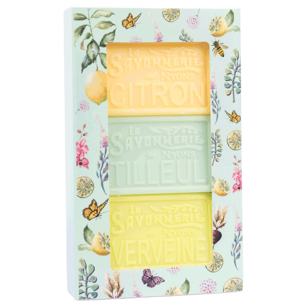 La savonnerie de nyons Lot de 3 Savons 100g (Citron, Tilleul, Verveine) Savon