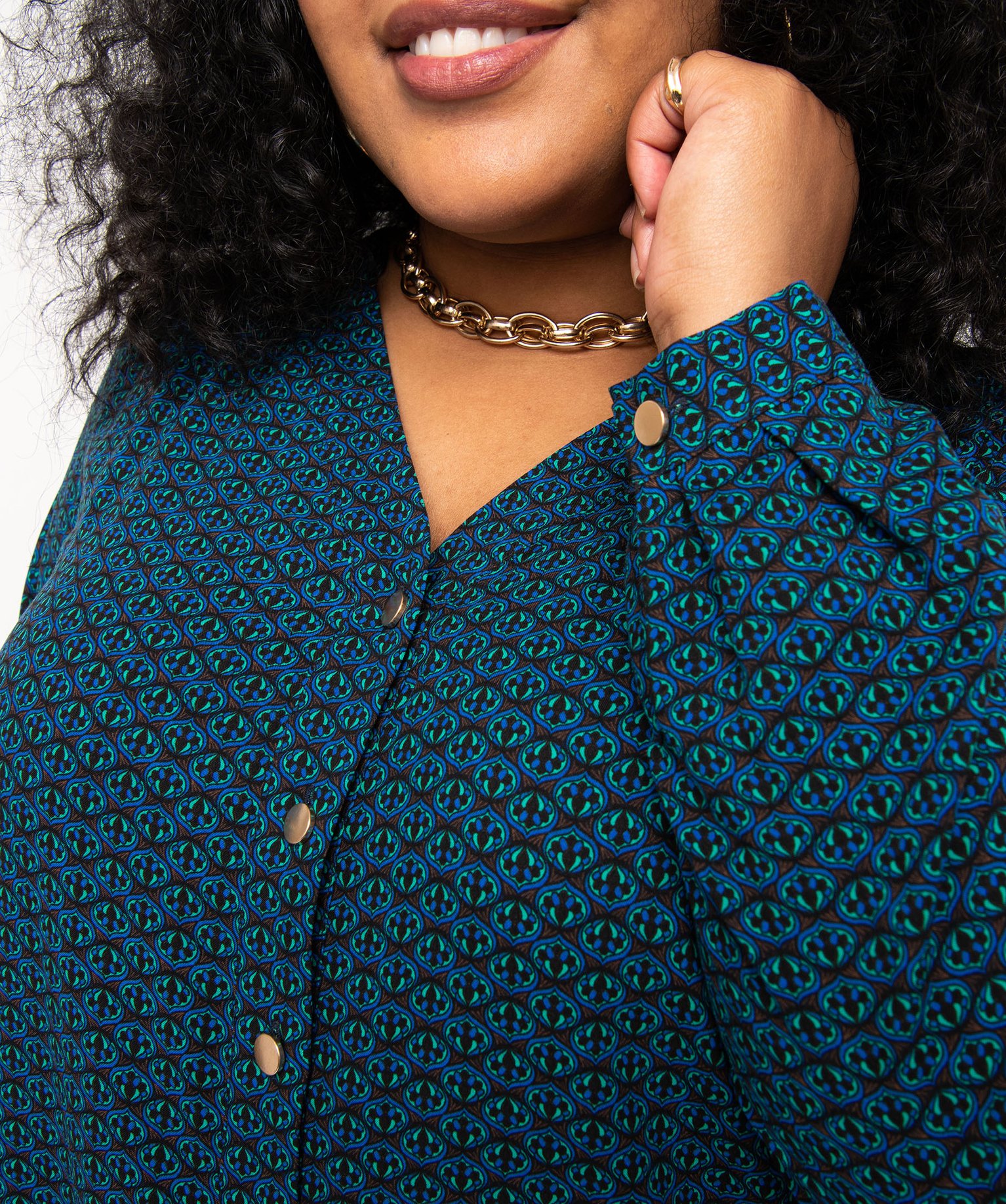 Chemise à manches longues imprimée femme grande taille imprime | GEMO