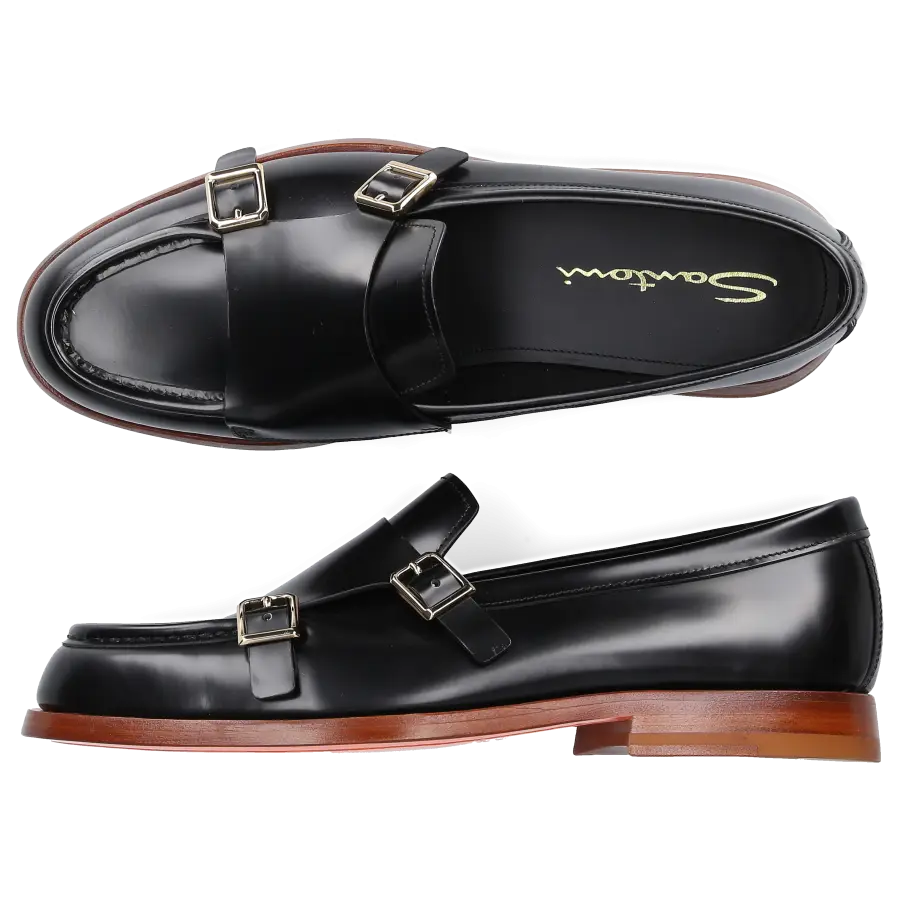 Santoni - Monk Schuhe 70581 Kalbsleder - schwarz