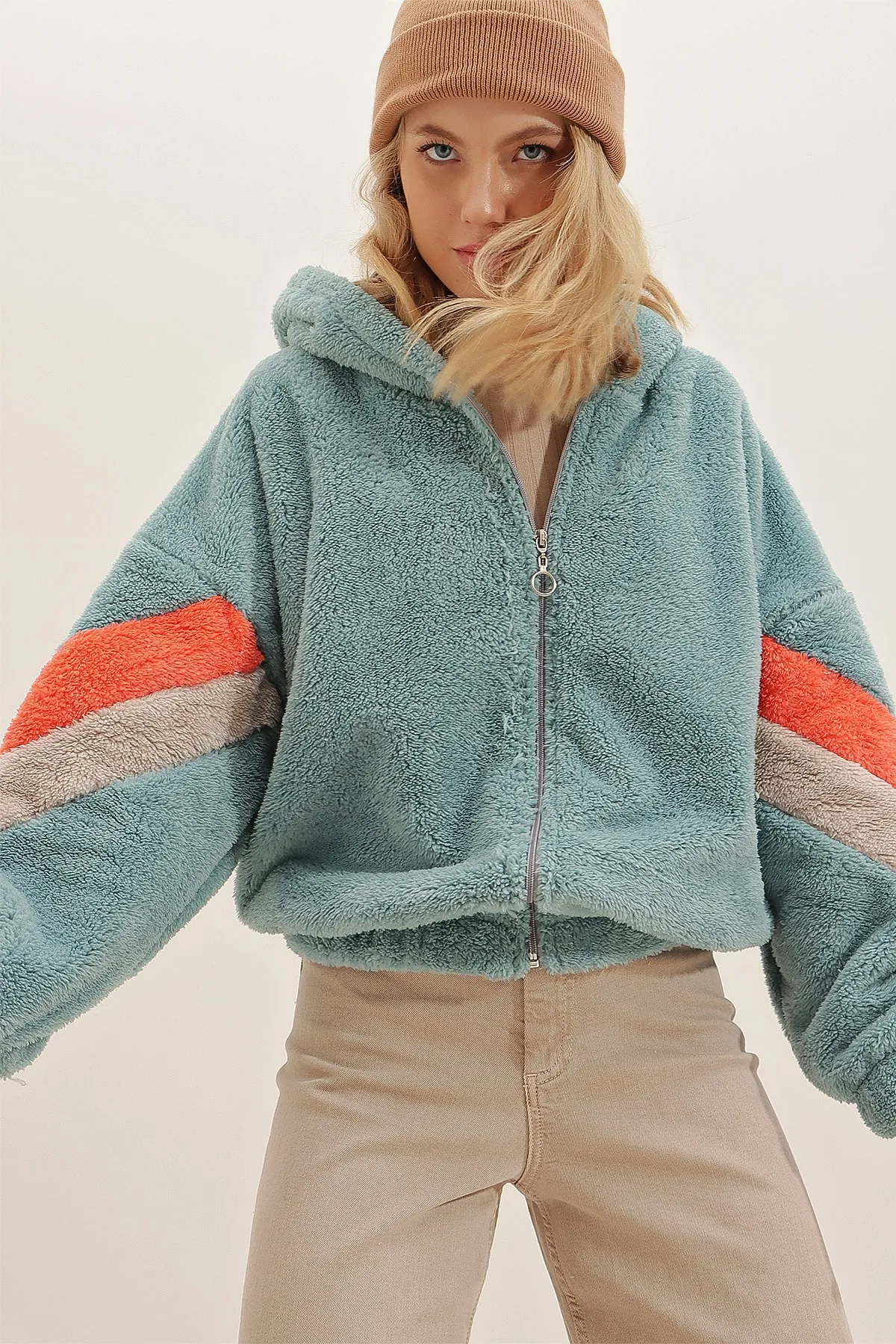 Trend Alaçatı Stili  Sweatshirt - Türkis - Oversized