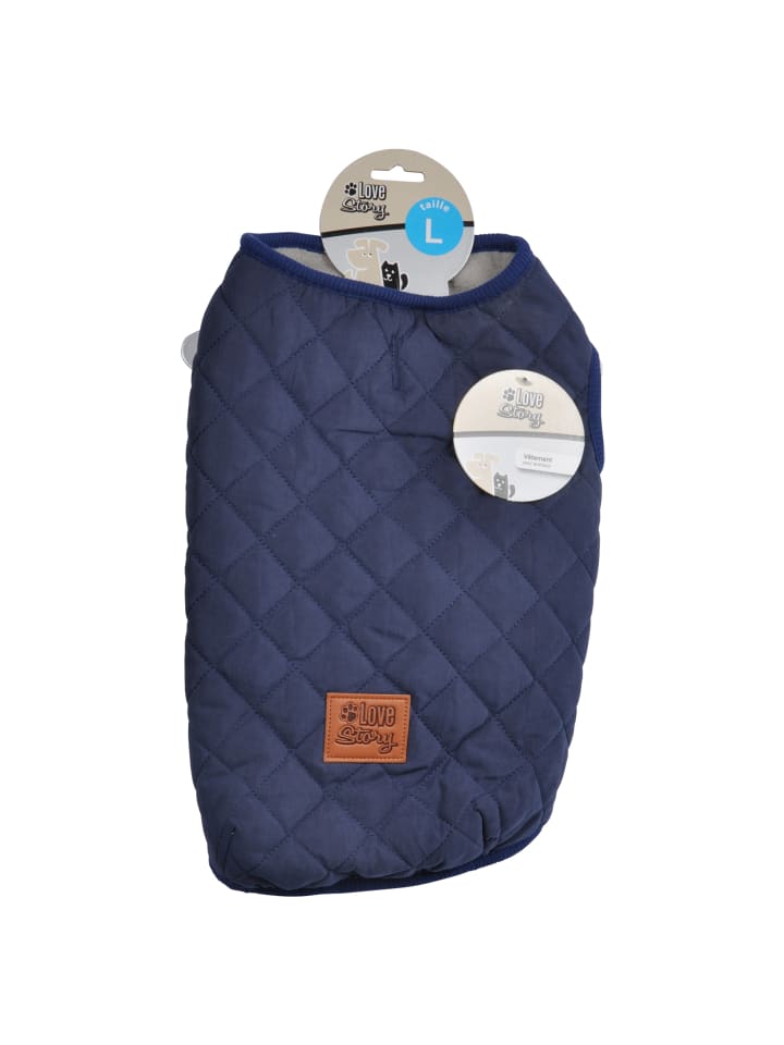 dynamic24 Hunde Steppjacke Fleece Winterjacke  in Blau günstig kaufen 35