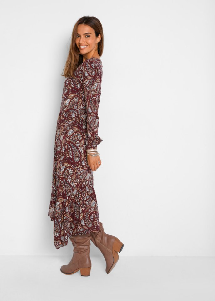 Midi Shirtkleid aus Baumwoll- Viskose Mischung, mit Zipfelsaum