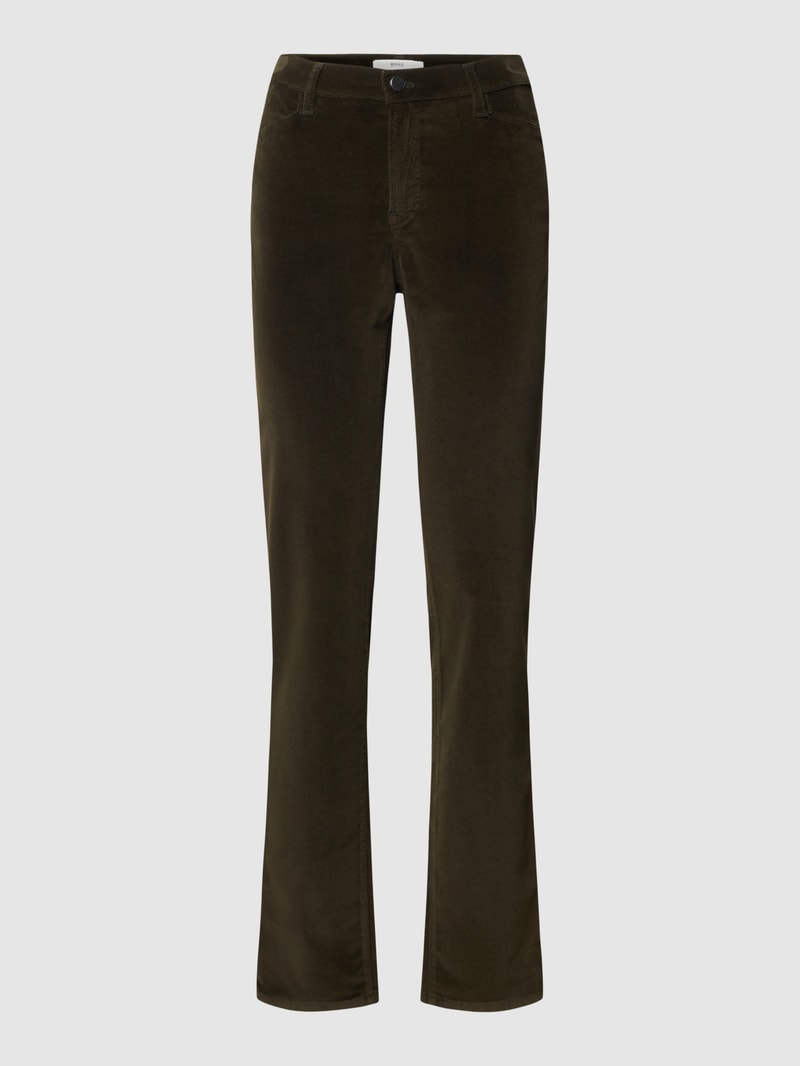 Slim Fit Jeans in Samt-Optik Modell 'Mary' in dunkelgrün