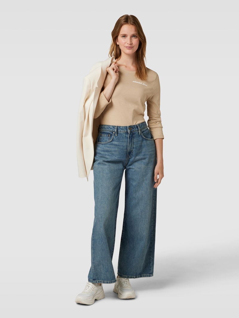 Longsleeve mit Statement-Print Modell 'MIX N MATCH' in beige