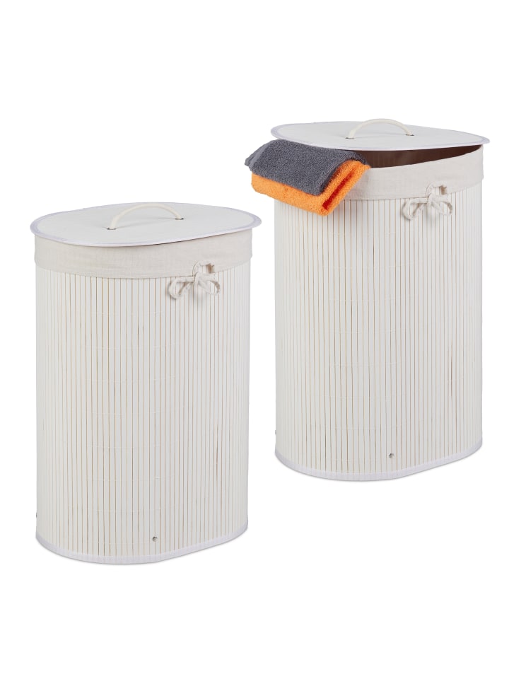 relaxdays 2 x Wäschekorb in Weiß - (B)42 x (H)55 x (T)32 cm günstig kaufen onesize