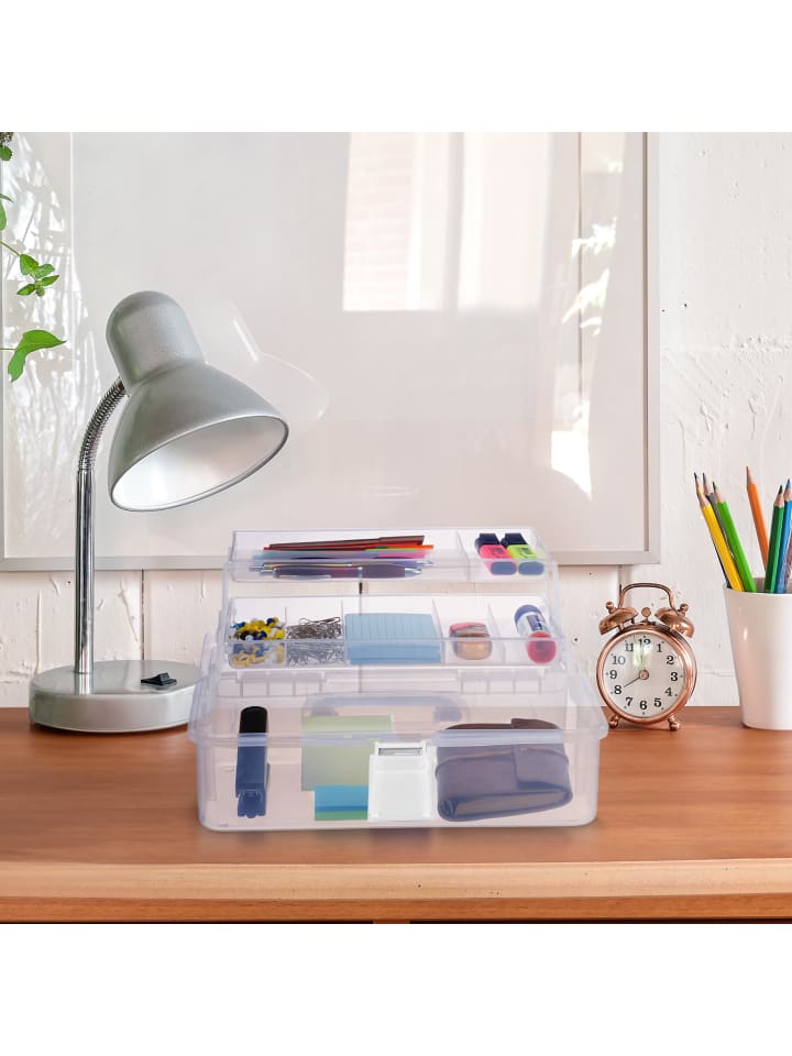 relaxdays Aufbewahrungsbox in Transparent/ Weiß - (B)33 x (H)14,5 x(T)19 cm günstig kaufen onesize