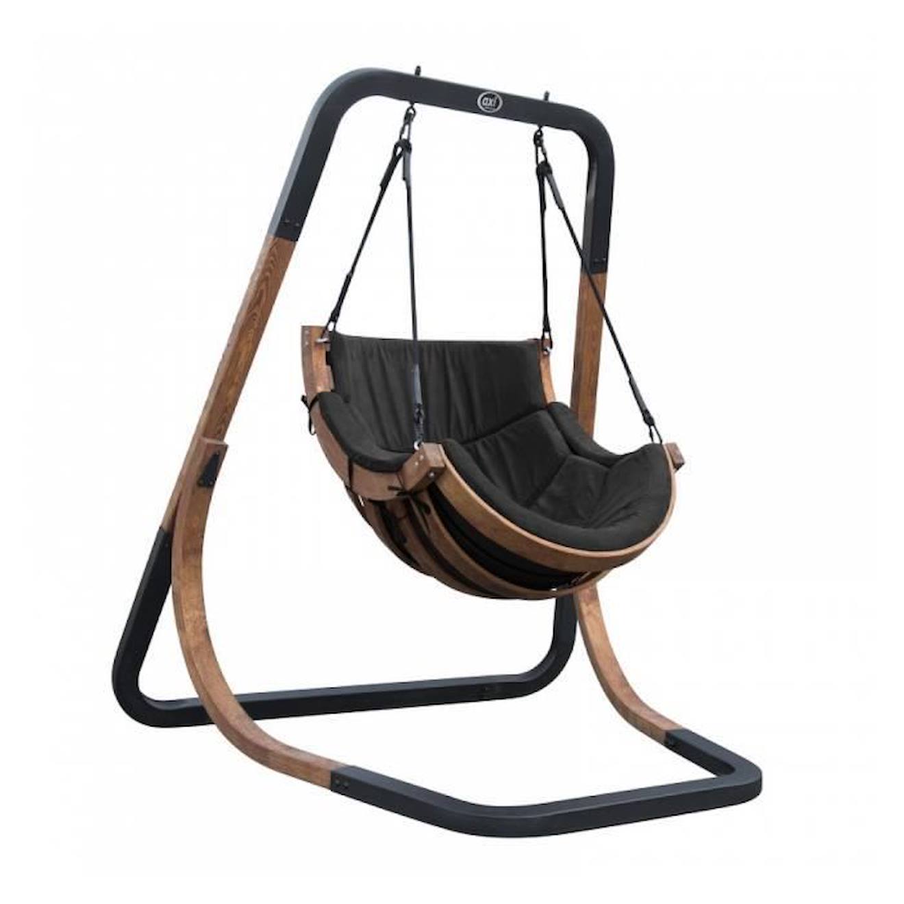 AXI Capri Chaise suspendue sur pied en bois | Fauteuil / Siège suspendu suspendu avec support pour le jardin noir