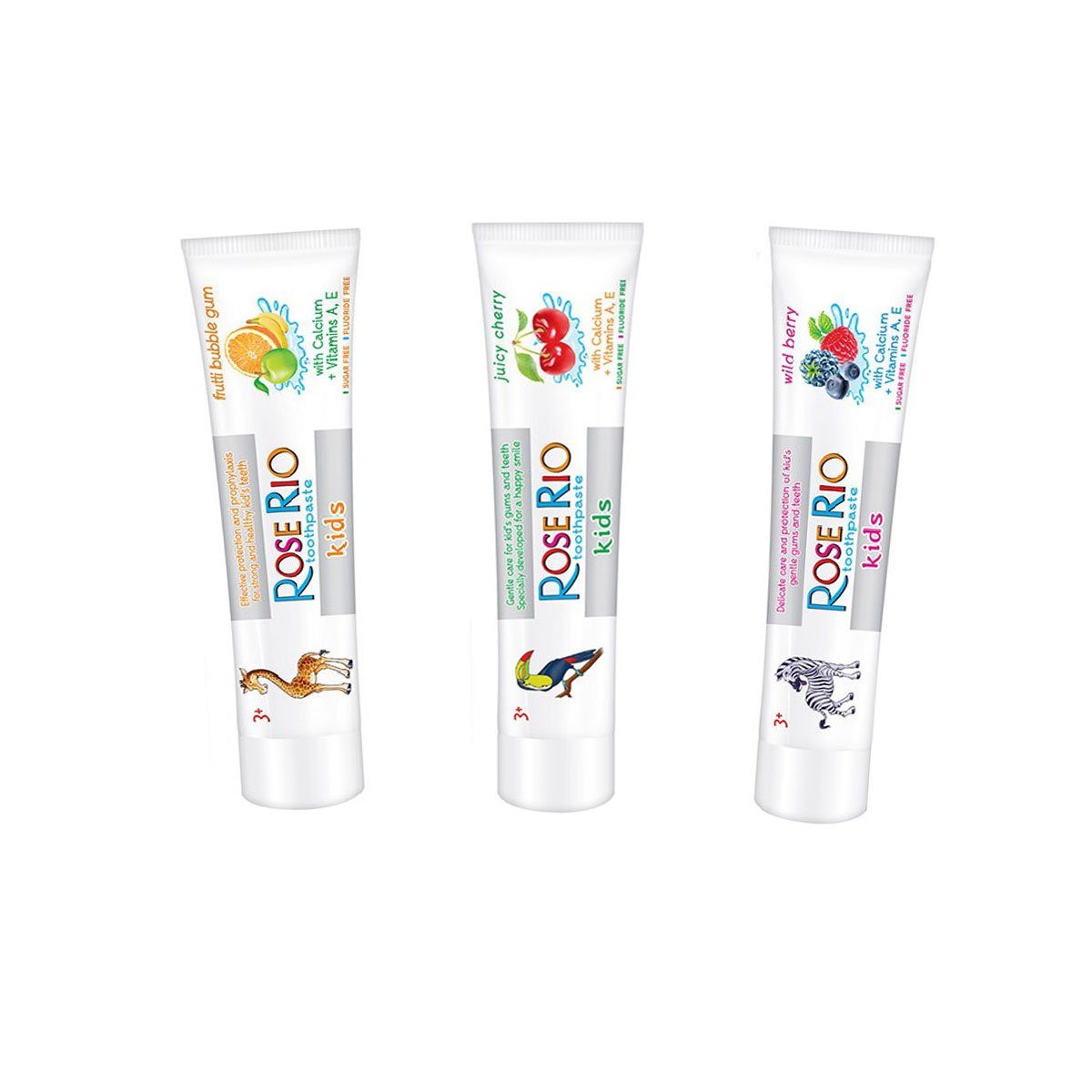 Sevan Roses Zahnpasta Rose Rio Kids Kinderzahnpasta 3 x 50 ml : Frutti Bubble Gum, (50-St)