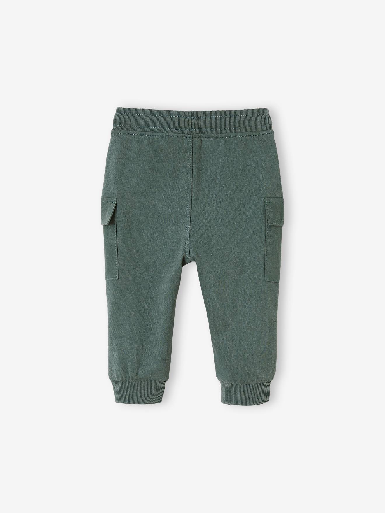 Pantalon bébé en molleton esprit battle vert foncé