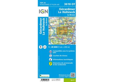 Carte IGN Gérardmer Le Hohneck 3618OT