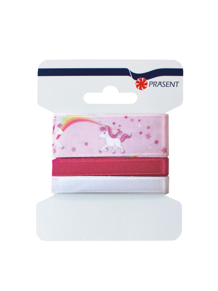 ROTH Schleifenband Einhorn, 2,5/1/1 cm x 4,5 m insgesamt in Rosa günstig kaufen onesize