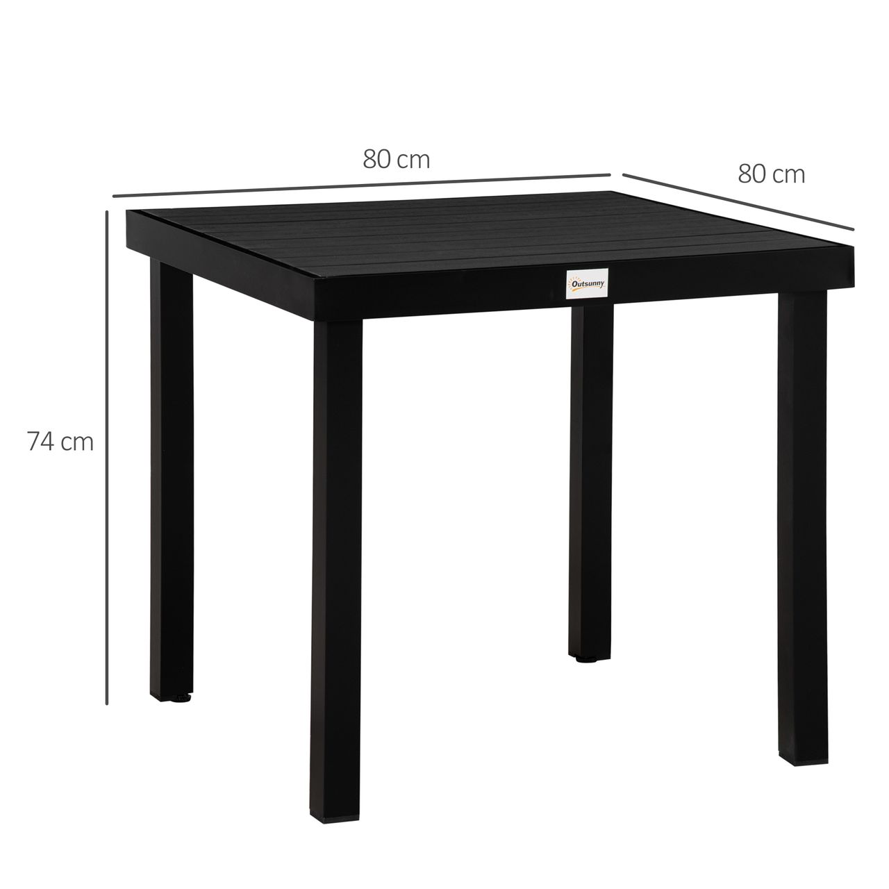 Outsunny Gartentisch für 4 Personen Esstisch Aluminiumtisch Gartenmöbel Loungemöbel pflegeleicht Kunststoff Schwarz 140 x 90 x 74 cm
