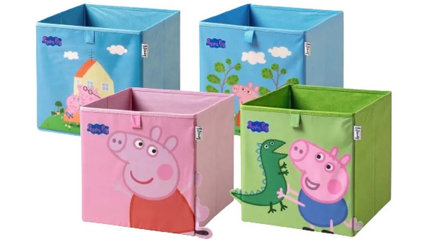 Lifeney Aufbewahrungsbox Peppa Pig 30x30x30cm 4er Set blau, grün, rosa