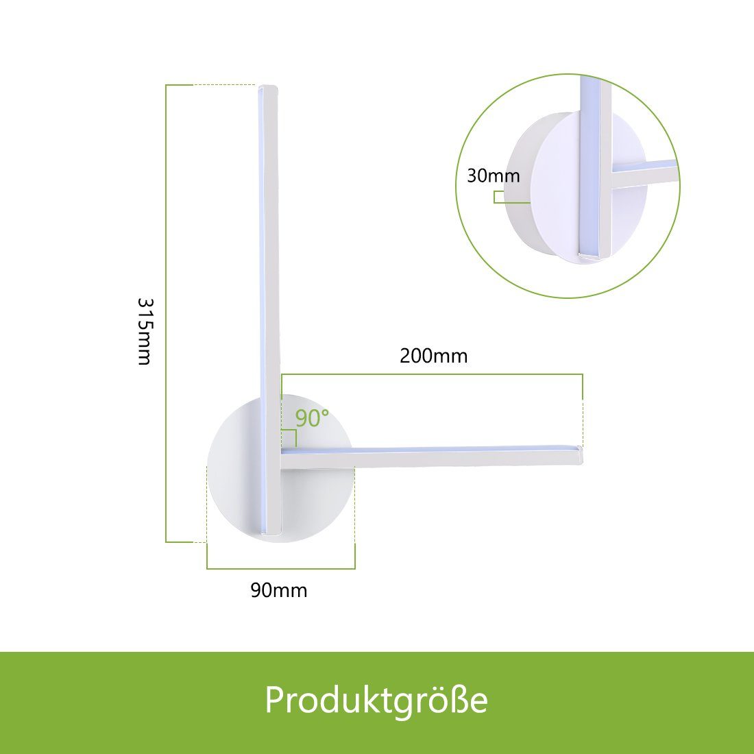 S'AFIELINA LED Wandleuchte LED Wandleuchten Modern 90° Winkel LED Wandlampe, 3 Lichtfarben 3000K/4000K/6000K Wandbeleuchtung