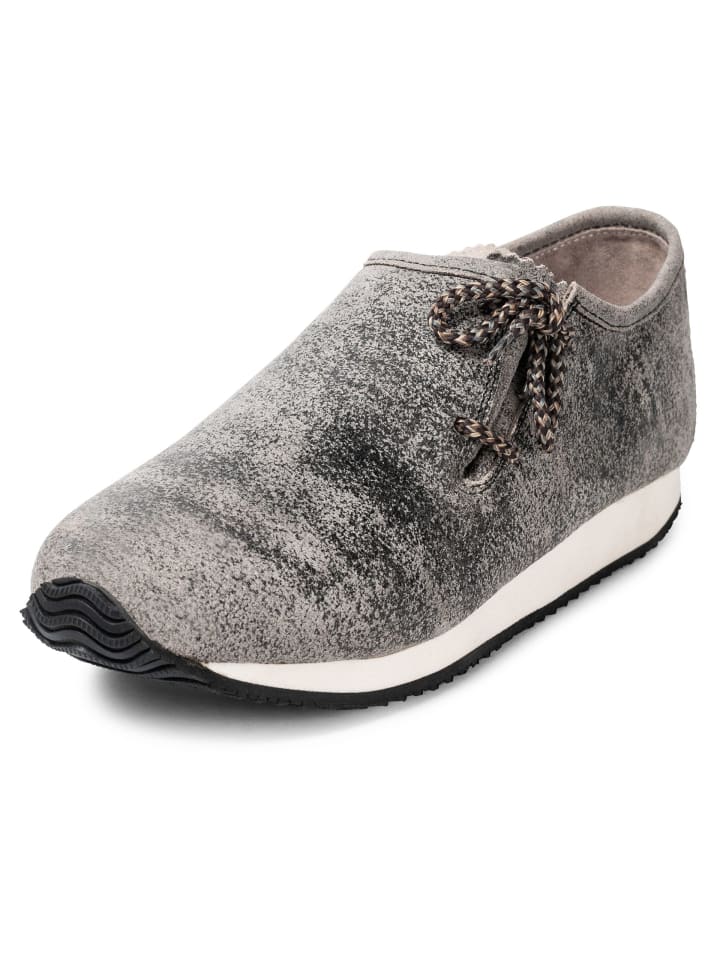 PAULGOS Haferlschuh Trachten Sneaker Schnürschuh Echtleder in Mitternachtsgrau günstig kaufen