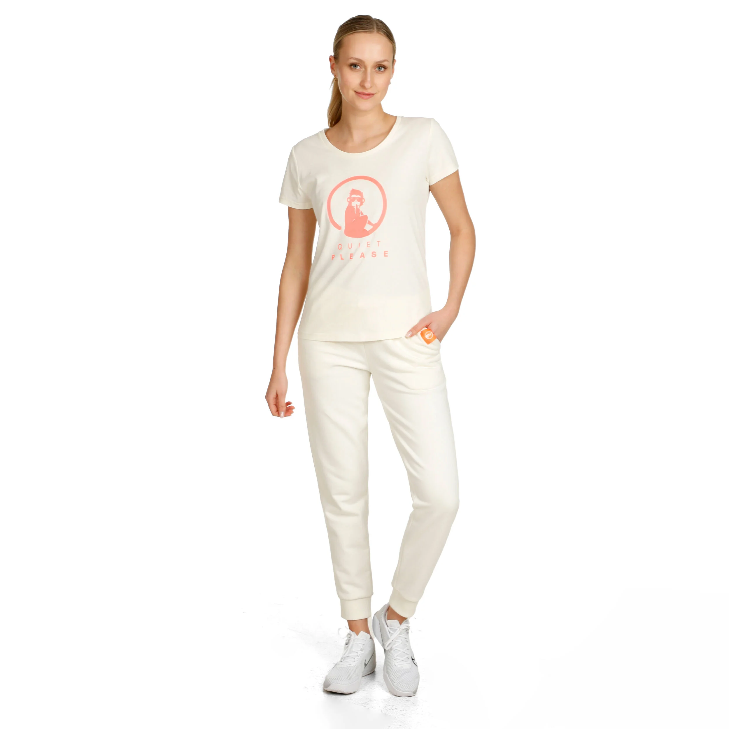 Crossroad Baseline T-Shirt Damen - Weiß, Altrosa