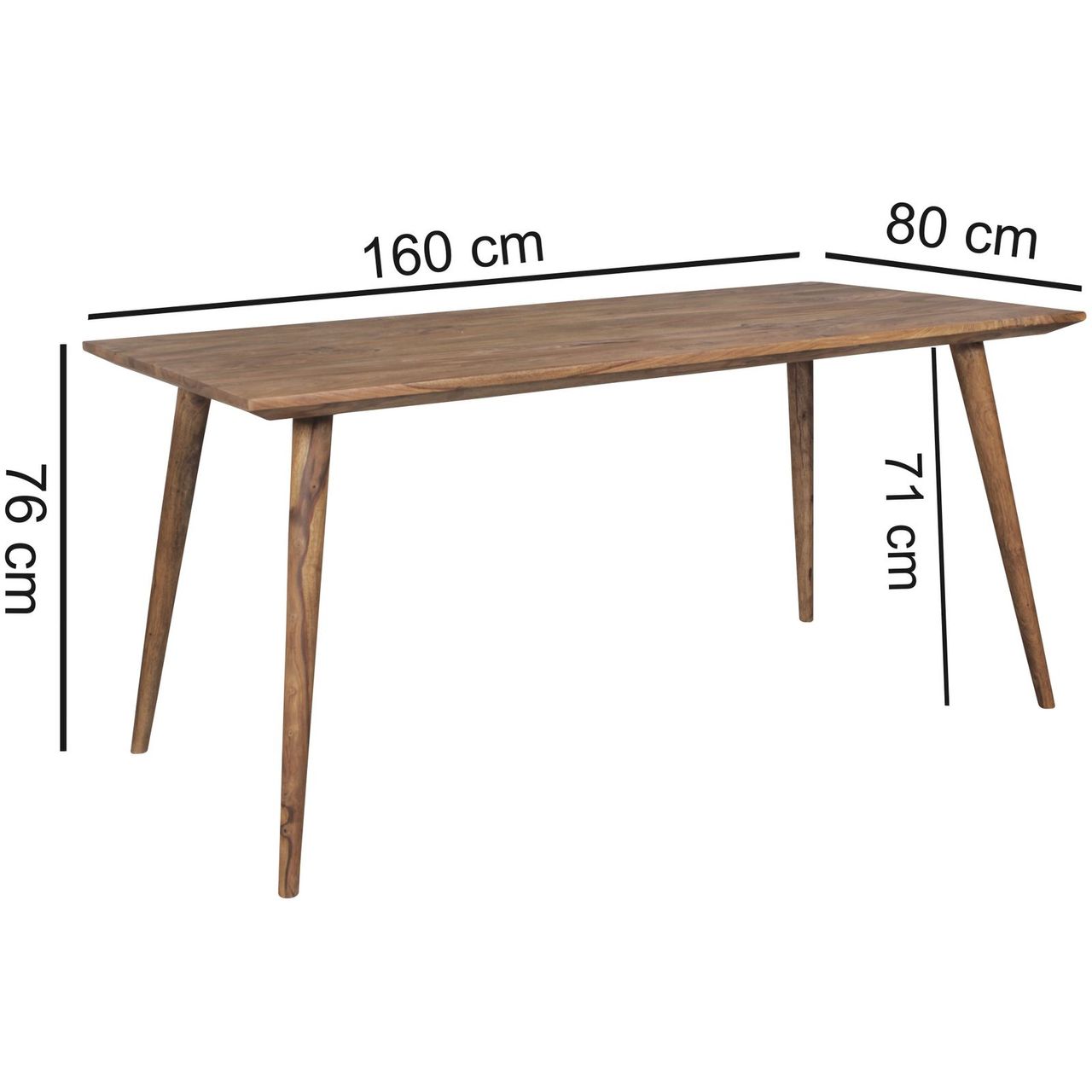 Wohnling Esszimmertisch REPA Massivholz 160 x 80 x 76 cm
