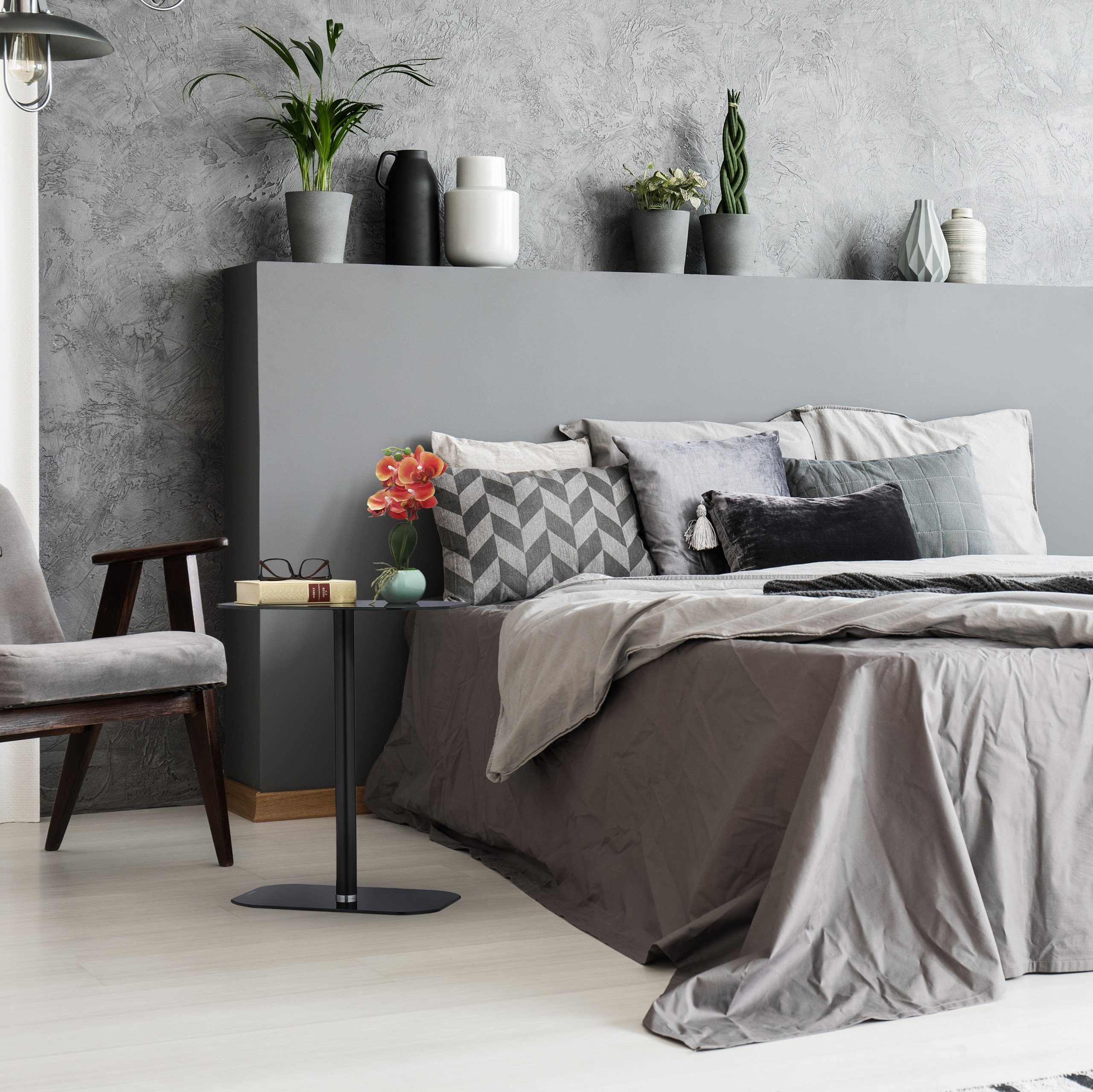 relaxdays Beistelltisch Schwarzer Beistelltisch Glas
