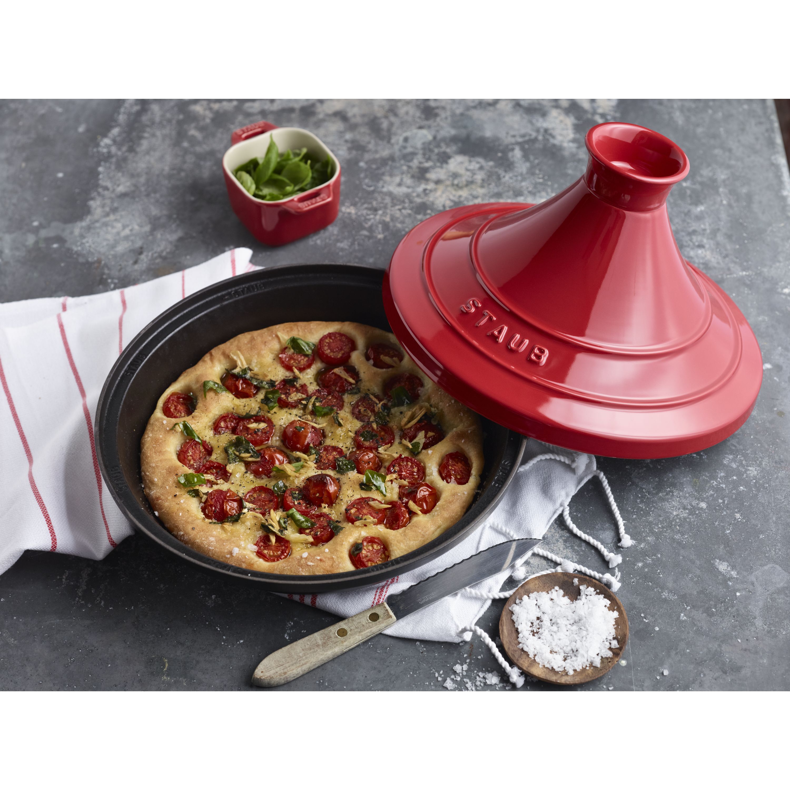 Tajine 28 cm, Gusseisen, Kirsch-Rot