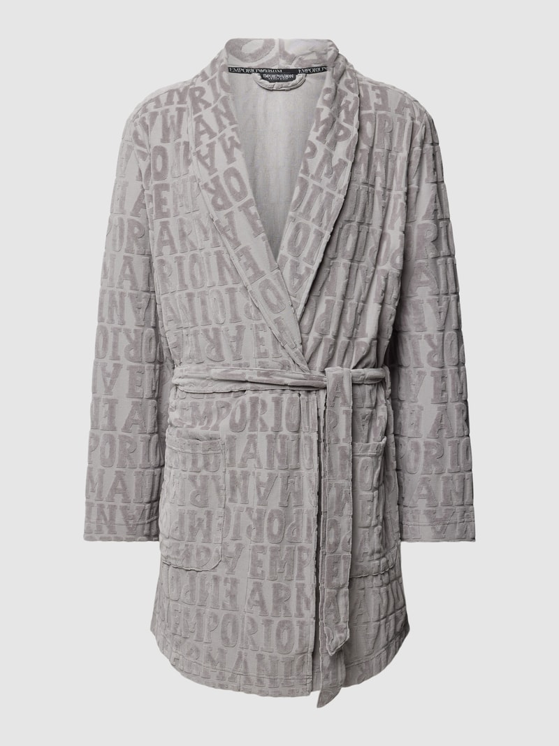 Bademantel mit Label-Muster in ecru