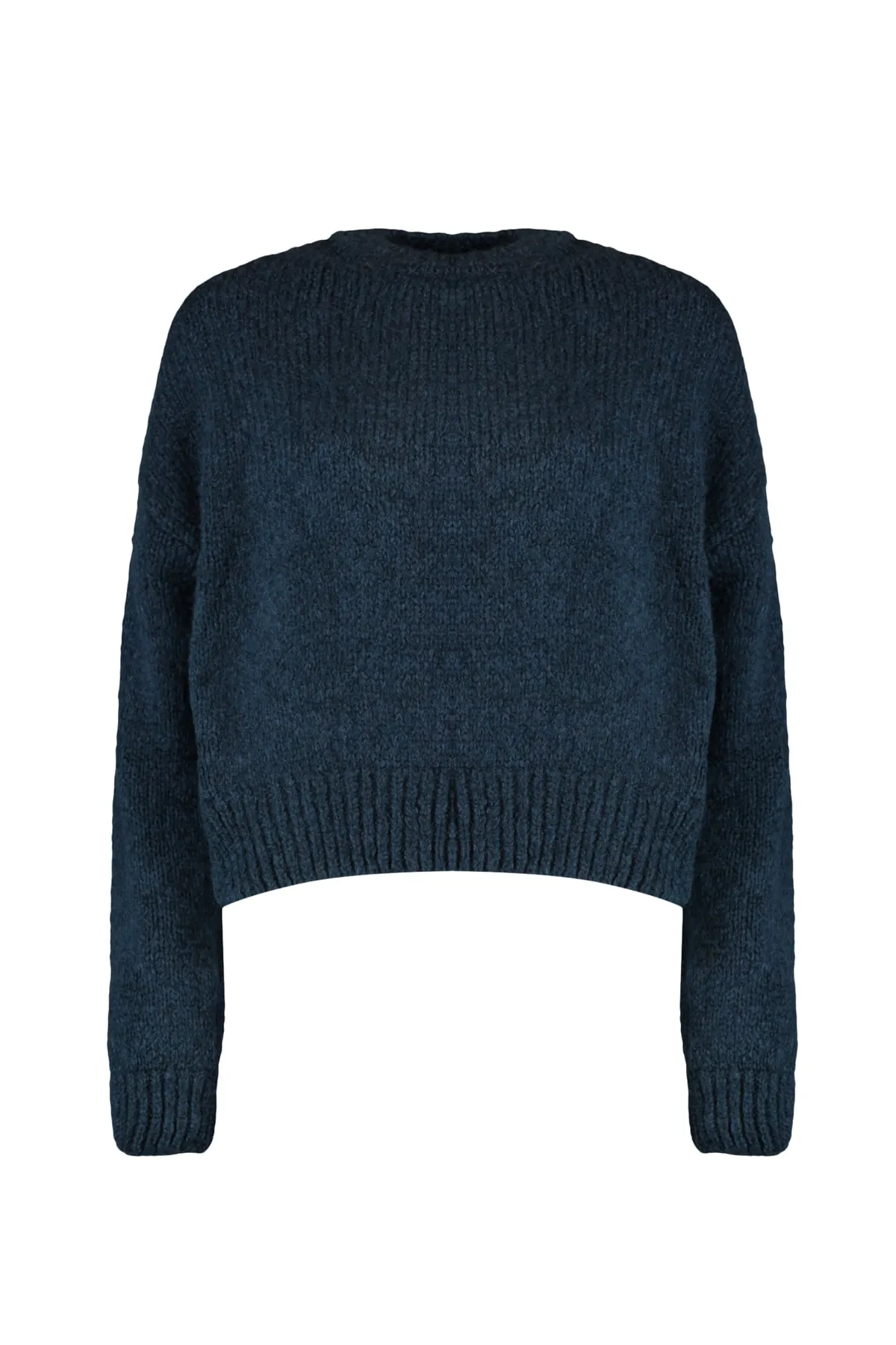 Trendyol Collection  Blauer, weich strukturierter Basic-Strickpullover mit weiter Passform TWOAW23KZ00185