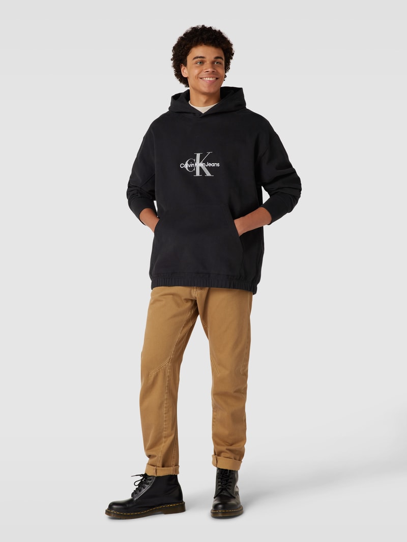 Hoodie mit Label-Stitching Modell 'ARCHIVAL MONOLOGO' in black