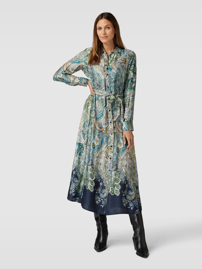 Maxikleid mit Paisley-Muster in petrol