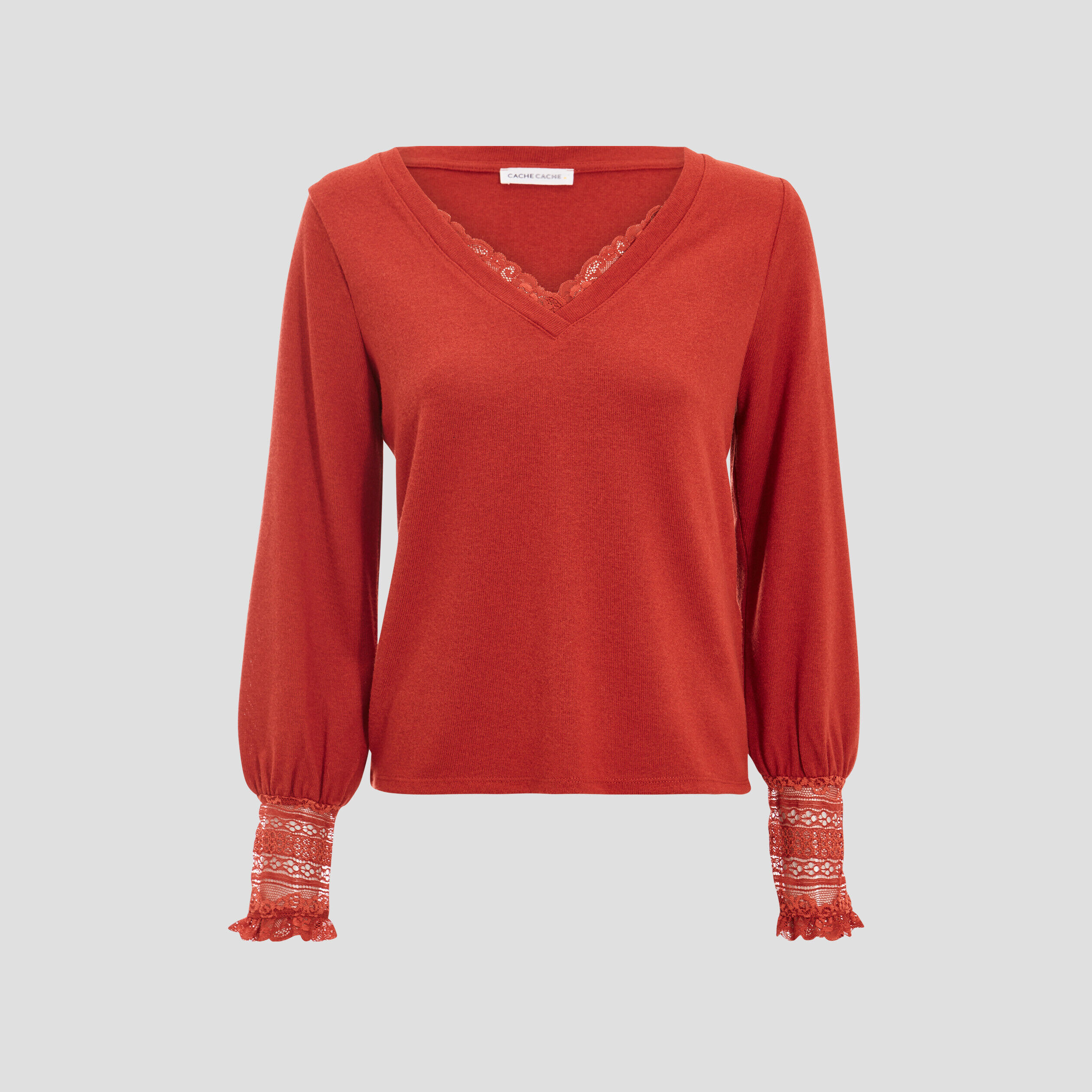 T-shirt manches longues orange foncé femme | Cache Cache