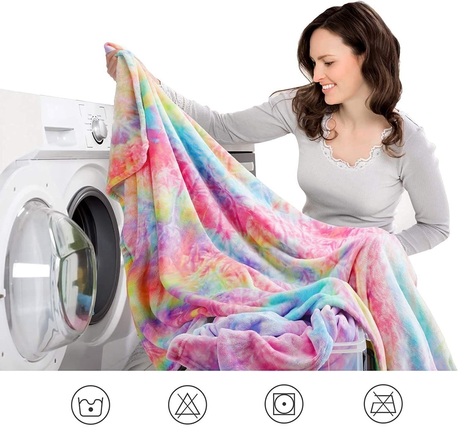 Wohndecke Bunte Kuscheldecke, Hautfreundlich und weich Sofadecke, Elegear, Regenbogen-Überwurf für Mädchen