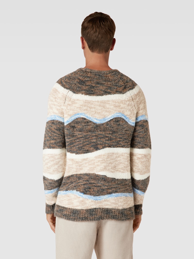 Strickpullover im Colour-Blocking-Design Modell 'Kristian' in hellbraun meliert