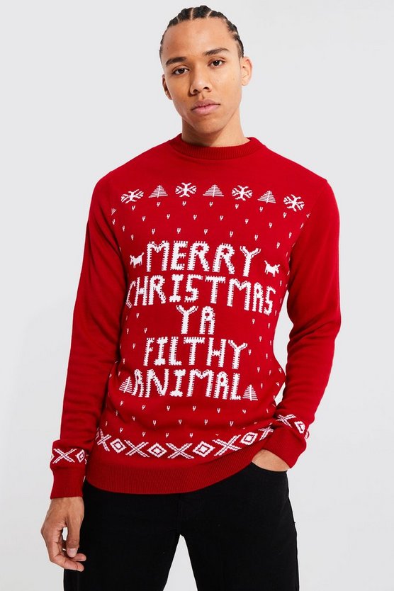Tall Ya Filthy Animal Weihnachtspullover