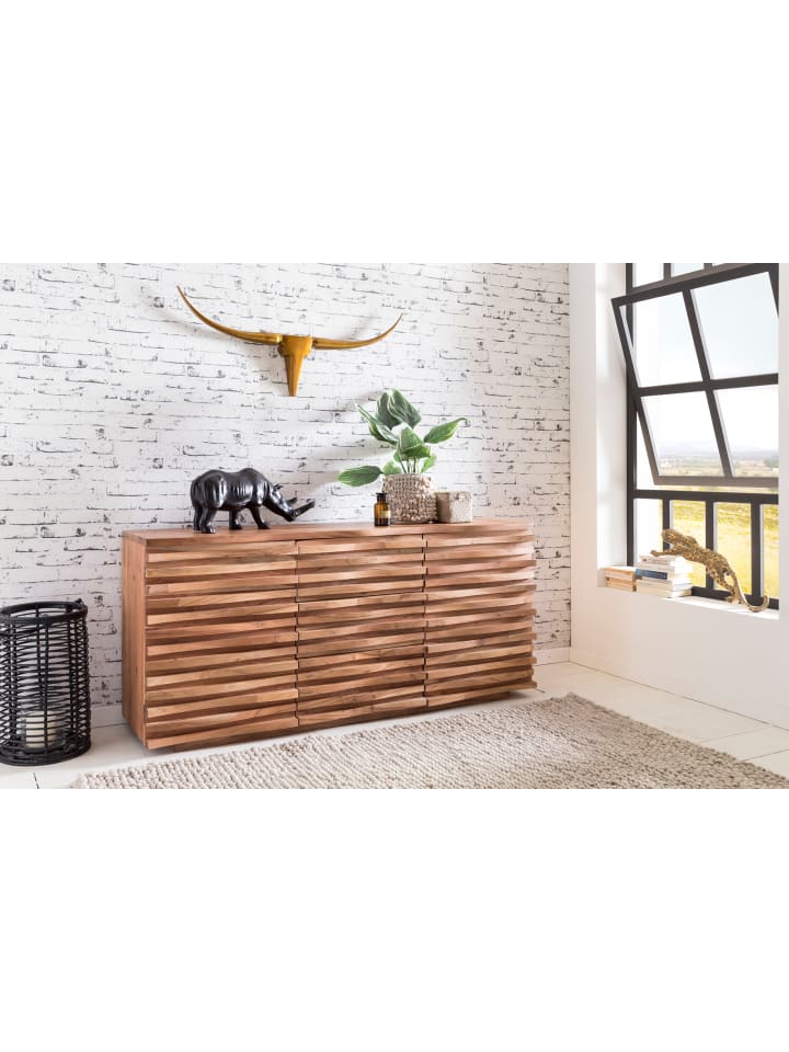 KADIMA DESIGN Sideboard 160 x 75 x 43 cm Massiv-Holz Natur Baumkante Anrichte günstig kaufen onesize